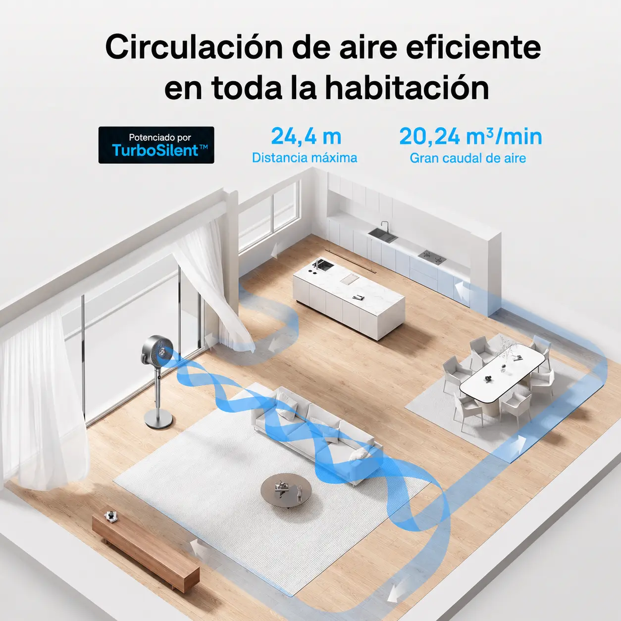 Ventilador refrigerante DREO — diseño negro y madera — imagen 4